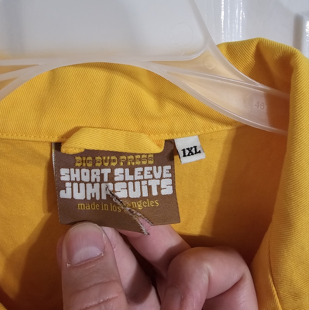 Big Bud Press 1XL Sunshine Yellow Short Sleeve Jumpsuit Utility Workwear LA HTF - Picture 3 of 6